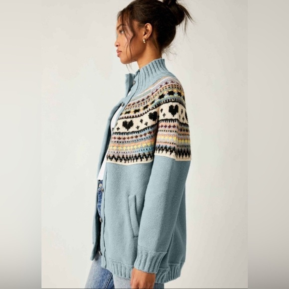 Free People Emily knit and soft felted button up sweatshirt size Medium NWT - Picture 6 of 17